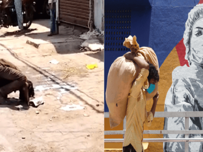 बेरोजगारी-उपासमारीचं चित्र गडद होतंय | यूपीत युवक चक्क रस्त्याव सांडलेले दूध प्यायला