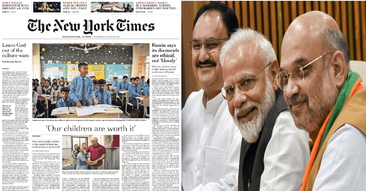 Sisodia on NYT front page