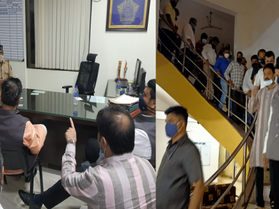 पोलिसांना कायदा शिकवणारे फडणवीस जमावबंदी असताना मोठा मॉब घेऊन पोलीस ठाण्यात | पहा व्हिडिओ-फोटो