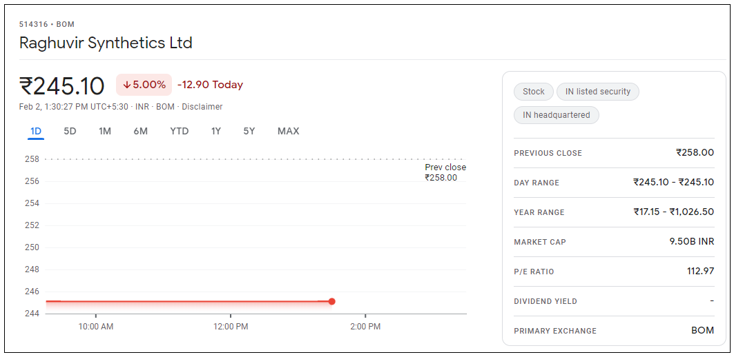 Raghuvir-Synthetics-Share-Price