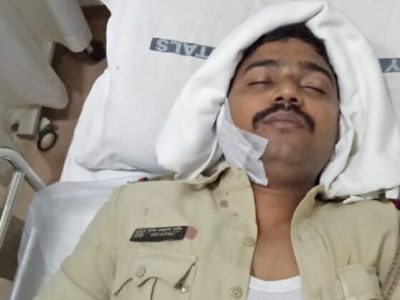 कोरोना लॉकडाउन असताना फिरणाऱ्या दुचाकी स्वाराने पोलिसावर गाडी घातली