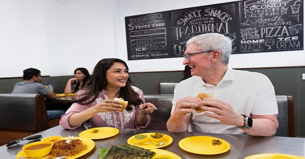 Apple CEO Tim Cook eat Mumbai Vada Pav with Madhuri Dixit check details on 18 April 2023