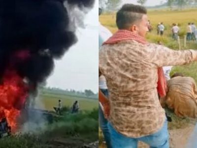 Uttar Pradesh Lakhimpur Kheri Car Run on Farmers | केंद्रीय मंत्र्याच्या मुलाने आंदोलक शेतकऱ्यांवर कार चढविली, २ शेतकऱ्यांचा मृत्यू