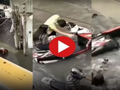 Video Viral | स्कुटी रस्त्यावरील साचलेल्या पाण्यात अडकूनही मुलगी खाली उतरायला तयार नव्हती, पण मुलाने स्कुटी ढकलताना असं घडलं आणि…