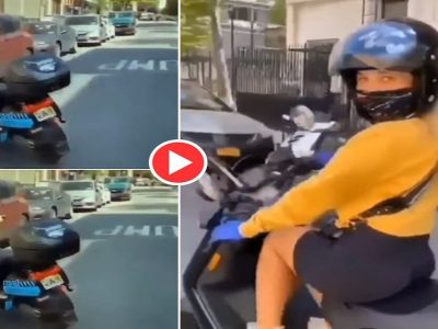 Viral Video | अचानक तरुणीने स्कुटीवर स्टाइल मारायला सुरुवात केली, पण नंतर असं घडलं आणि ती हादरली, पाहा व्हिडिओ