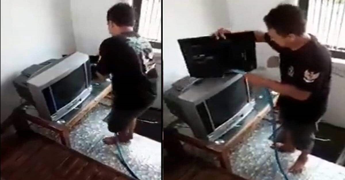 Man Seen Cleaning Tv And Computer Video Viral 