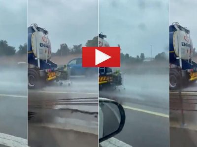 Viral Video | पाऊस असल्याने प्रवासातील खतरनाक जुगाड, शॉपिंग ट्रॉलीत बसून कंटेनरला पकडून प्रवास, व्हिडिओ व्हायरल