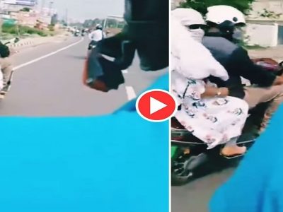 Viral Video | पत्नी तिच्या प्रियकरासोबत स्कुटीवरून पळून जातं असताना नवऱ्याने रंगेहात पकडले, नंतर जे घडलं त्याचा व्हिडीओ होतोय व्हायरल