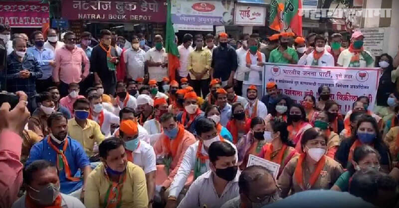 BJP Protest. Mahavikas Aghadi, Reopen of temples