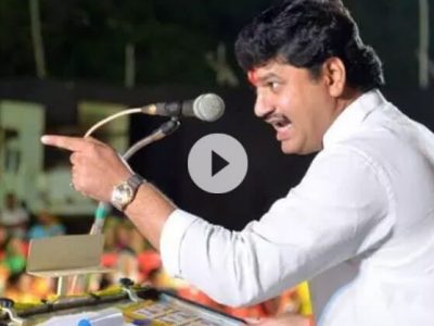 Dhananjay Munde addressing crowd during Sanyukt Prachar Sabha organized by NCP and Congress