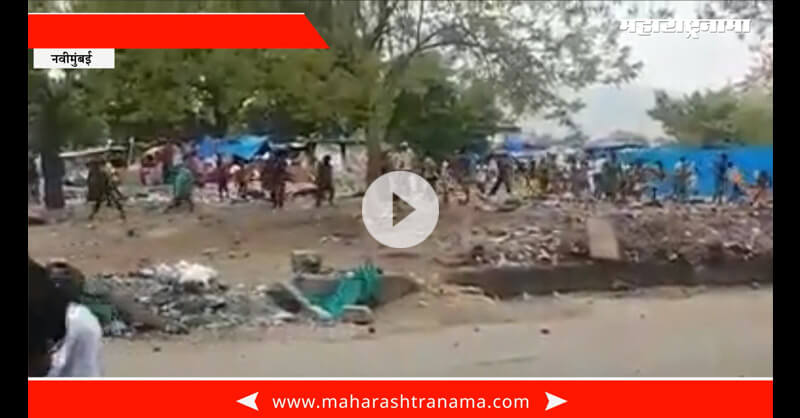 Illegal slum residance throwing stones on police Illegal slum residance throwing stones on police