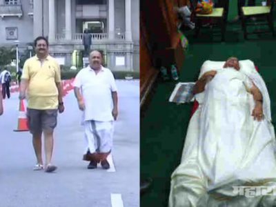 कर्नाटक: सत्तेसाठी चड्य्या, चादरी व उशा घेऊन भाजपा आमदारांचा विधानसभेतच मुक्काम