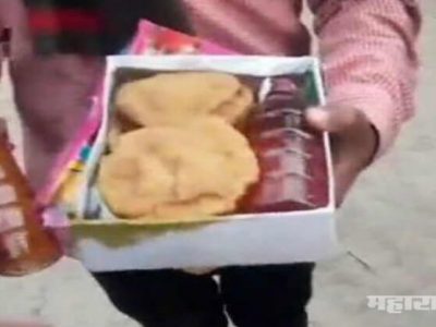 liquor bottles distributed by bjp leader during event in temple including small childrens