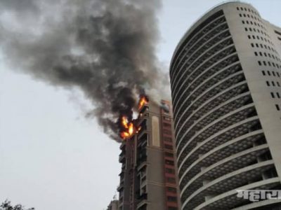 नेरुळमधील सीहोम्स इमारतीला भीषण आग, ७ जवान जखमी