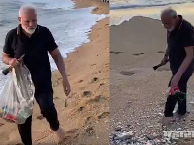 VIDEO: फेरफटका विथ कॅमेरा! मोदींनी केली समुद्र किनाऱ्याची स्वच्छता
