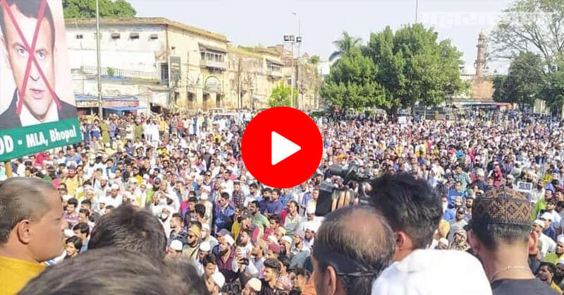 Protest, France President Emmanuel Macron, Bhopal Madhya Pradesh