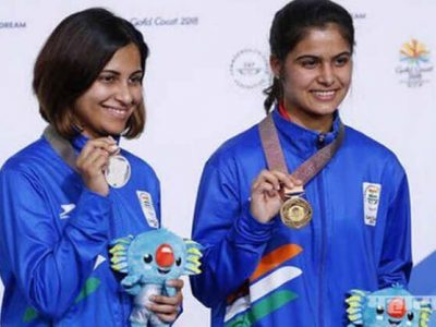 Commonwealth games 2018 indias manu bhaker wins gold heena sidhu wins silver in womens 10m air pistol