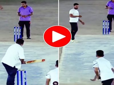 Viral Video | क्रिकेट टूर्नामेंटमध्ये जेव्हा एक लठ्ठ शरीरयष्टी असलेली व्यक्ती बॅटिंगला येतो, पुढे काय घडलं व्हायरल व्हिडिओत पहा
